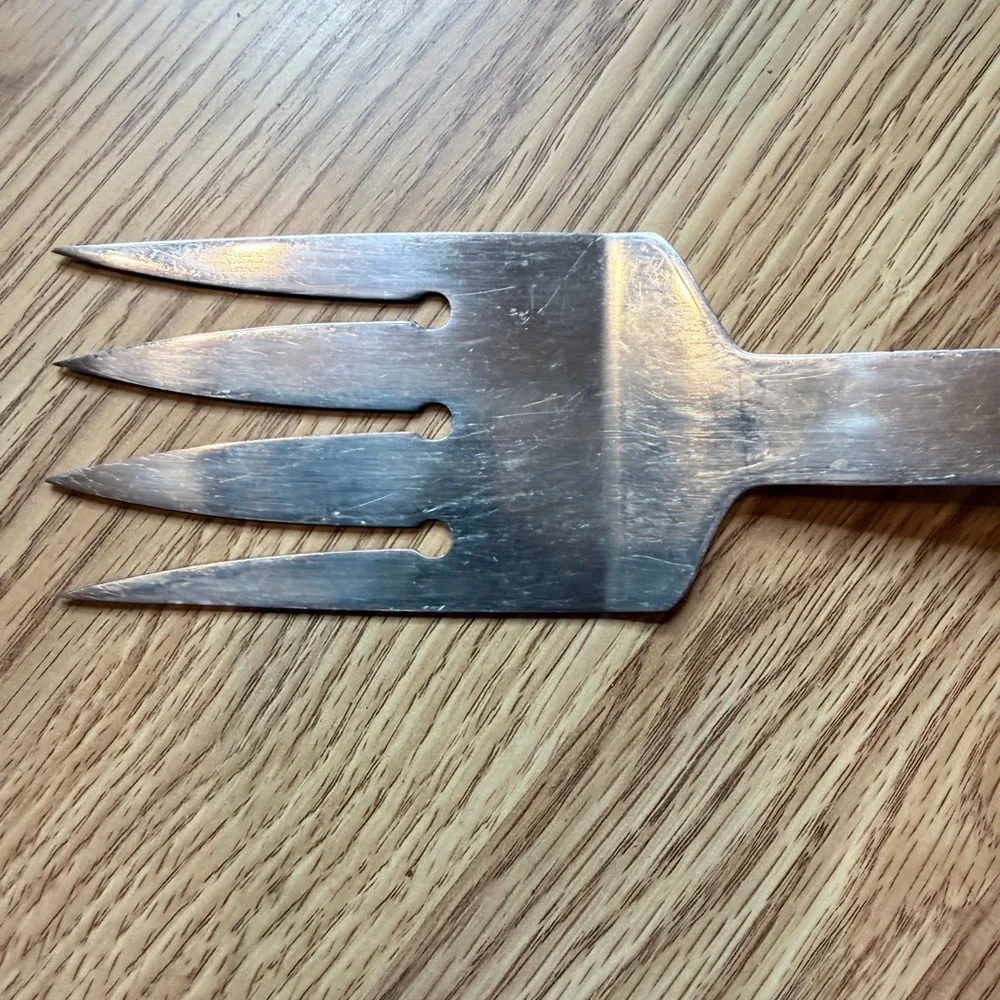 Silver   Vintage Vernco  wood Metal Serving Fork bottle opener